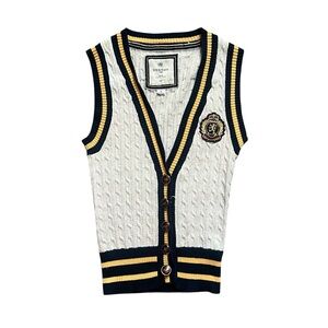 Heritage 1981 Yellow, Blue, Gray Knit Button Up Vest Size Small